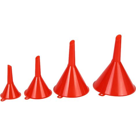Set of four funnels, red