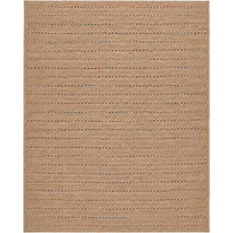 JUTA LOOK LIGNES - Tapis extérieur intérieur aspect jute beige multicolore 120x160