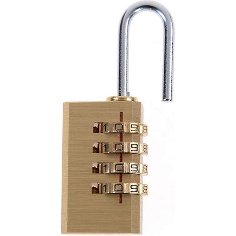 Cadenas à combinaison réinitialisable en laiton à 4 chiffres pour sac de voyage, sac à dos, casier – Durable et compact (1/5)