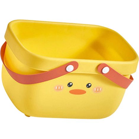 Panier de douche à motif canard jaune, grande ouverture et poignée élargie, robuste, en PP, idéal pour la salle de bain, le camping et les sorties en famille. (1/5)