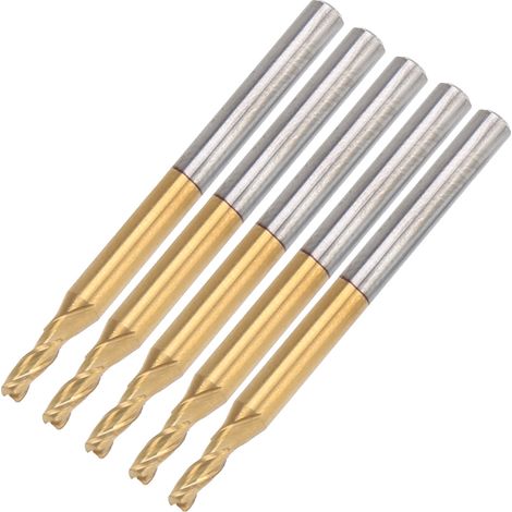 5 fraises à queue ronde revêtement titane 3.175 mm - Lot de 5 pièces pour fraisage CNC (1/5)