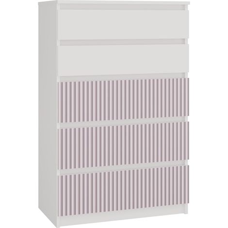 Cassettiera, bianco/ rosa, 70 x 109,5 x 40 cm (1/3)