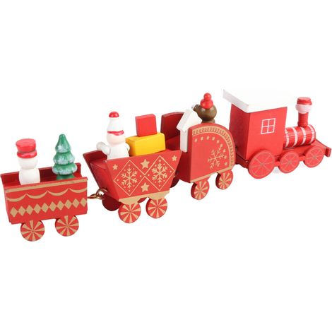 Adorno navideño de madera con forma de tren de cuatro secciones, dimensiones: 22,3 x 5,5 x 2,5 cm. (1/2)