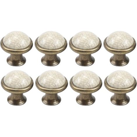8er-Pack runde Schrankknöpfe aus Keramik und Zinklegierung für Schubladen und Möbel (Weiß/Gelb, 37 mm) (1/5)