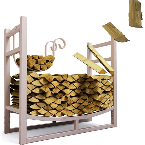 Kaminholzregal innen Metall VERZINKT 84x33x76 Cremeweiß, Stapelhilfe Kaminholz Brennholz Regal für Feuer Holz Holzlege (1/5)