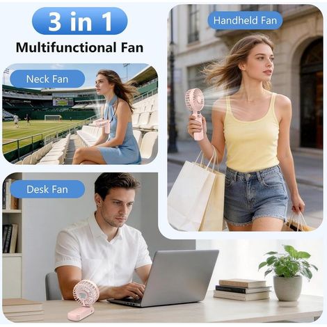 Tragbarer Ventilator, 5 Geschwindigkeitsstufen und 20 Stunden Betriebsdauer, Mini-USB-wiederaufladbarer Ventilator mit 4500-mAh-Akku, leistungsstarker und leiser Ventilator mit LED-Anzeige, kleiner fa (1/5)