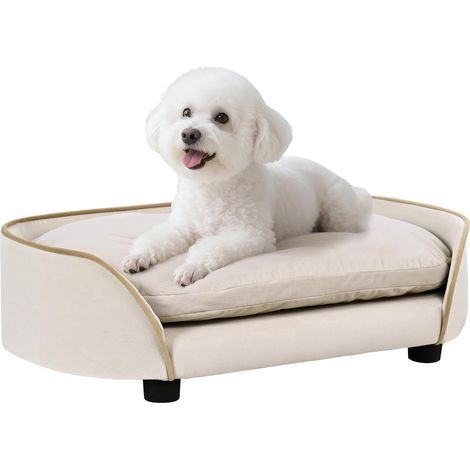 Hundesofa, Samt, abnehmbares Kissen, waschbarer Bezug, feste Stütze, für kleine Hunde (1/5)