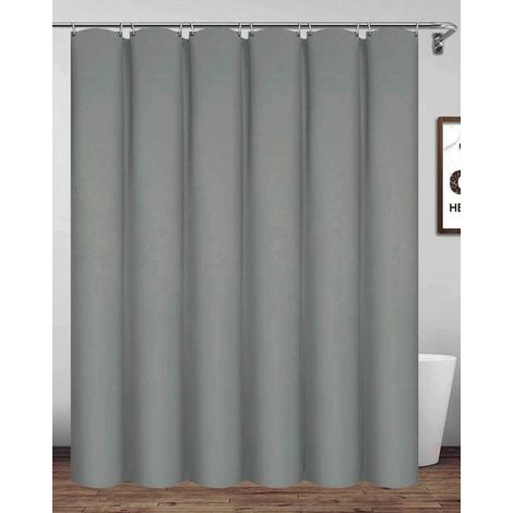 Rideau de douche 71 x 78 pouces, rideau de salle de bain en polyester imperméable avec crochets, gris clair (1/5)