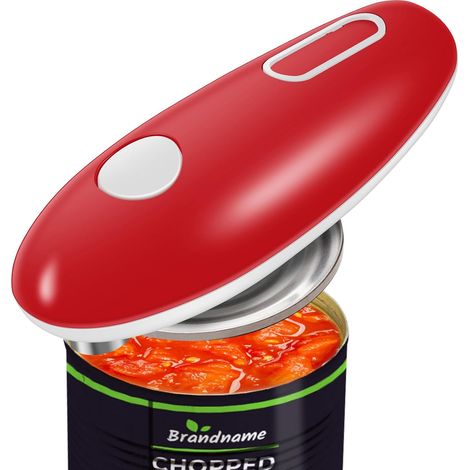 Ouvre-boîte électrique, à bord lisse, portable, sans fil, sans bords tranchants, pour chefs, enfants et personnes âgées souffrant d'arthrite (rouge) (1/5)