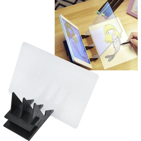 Optische Zeichen- und Maltafel – Reflexionskopierer mit 5 Halterungen für Smartphones/Tablets – Kunststoff + Harz