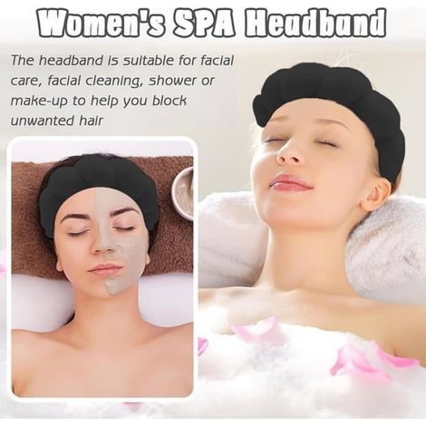 Bandeau Spa, forme nuage,noir,pour femme,fixation cheveux,lavage visage,démaquillage,soin visage,accessoire capillaire quotidien (1/4)