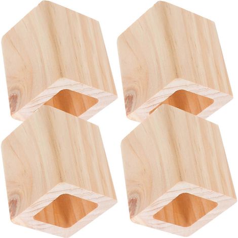 Rallonge carrée en bois pour pieds de meubles de bureau, étagère de rangement en bois massif kaki (4 pièces) (1/5)