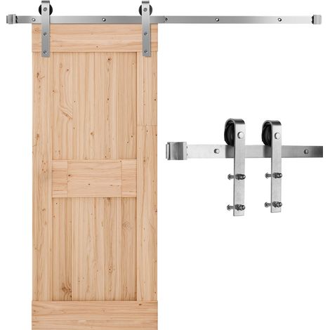 VEVOR Kit Ferramenta per Porta Scorrevole da Fienile 1524 mm, Capacita 150 kg, Compatibile con Larghezza 762 mm e Spessore 34,9-44,45 mm, Binario Resistente Rullo a Forma J, Argento