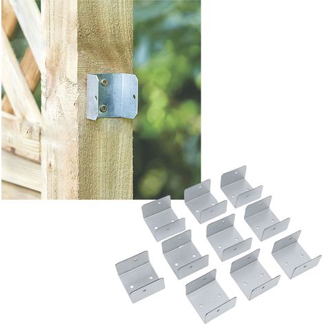 Fixations pour Poteaux de Clôture 10 pièces en U Galvanisé Antivol Antivibration Attaches Panneaux Bois Béton 44mm / 1.73in (1/5)
