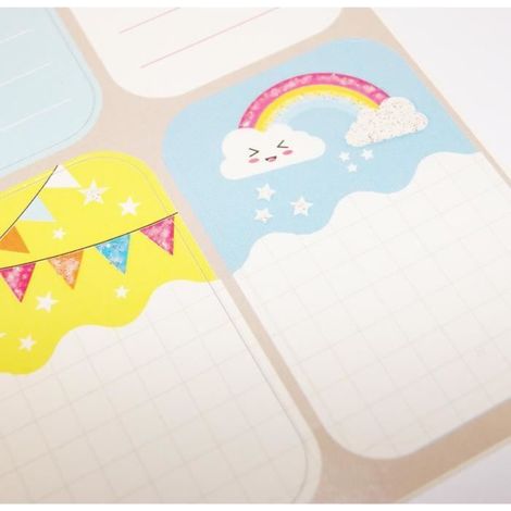 Étiquettes adhésives scolaires - Global Gift - Licorne et nuage - 16 pièces - Rose - Multi-usages (1/2)