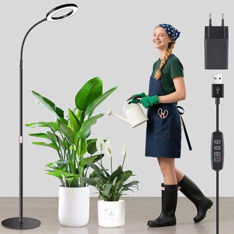 Lampe de croissance pour plantes d'intérieur, lampe LED à spectre complet, 80 LEDs, minuteur automatique 6/12/16 heures, 3 modes, 10 niveaux de luminosité, hauteur réglable 43-60cm (1/2)