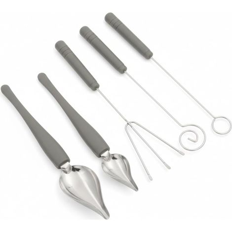 5-teiliges Set aus Edelstahl-Dip-Werkzeugen, Filetiergabeln und Löffel für Schokolade, Desserts und Saucendekoration