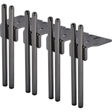 Verstellbare Schrankfüße, 13 cm (5 Zoll), Metall, 4er-Pack, Mid-Century-Modern, seitlich montiert, konisch zulaufend, Ersatzfüße für Heimwerkerprojekte, S-6in 15 cm – Gun Black Typ C