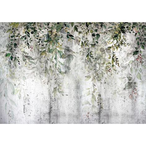 Papier peint panoramique avec des feuilles vertes, décoration murale naturelle – 200 x 140 cm Wallarena
