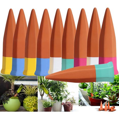 Oyas a Planter Terre Cuite, 10 Pièces Arrosage Goutte à Goutte Ollas Terre Cuite Arrosage Automatique Plantes Irrigation Goutte a Goutte Bouteille pour Jardin Maison Intérieur Extérieur