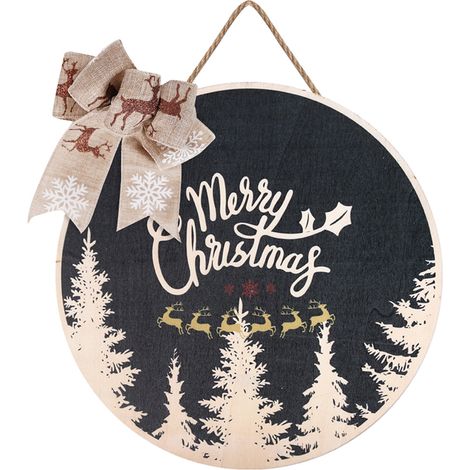 Plaque De Bienvenue De Noël - Panneau En Bois Mdf 30 X 30 Cm - Décoration Murale Ou Porte D'Entrée - Motif Bonne Fête De Noël Et Bonhomme De Neige - 1 Pièce (1/5)