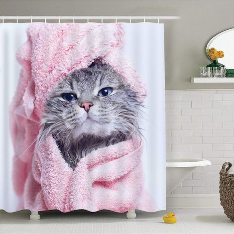 Rideau de douche à motifs animaux 180x180cm, tissu imperméable et anti-moisissure. (1/5)