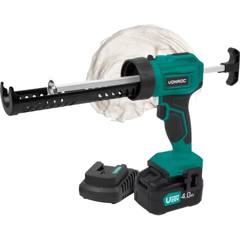 VONROC Akku Kartuschenpresse, Kartuschenpistole neues Modell - 20V Silikonpistole inkl. 4h Akku und Ladegerät