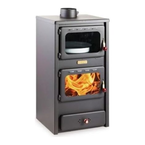 Estufa de leña con horno, 8.4 kw de potencia de calentamiento, tapa de acero, modelo "Kupro Lux Oven Steel" (1/4)