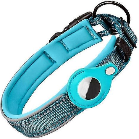 Protecteur AirTag, collier pour chien à coutures réfléchissantes, support AirTag en silicone pour petits à grands chiens, réglable avec verrouillage de la boucle de sécurité, confortable (1/5)