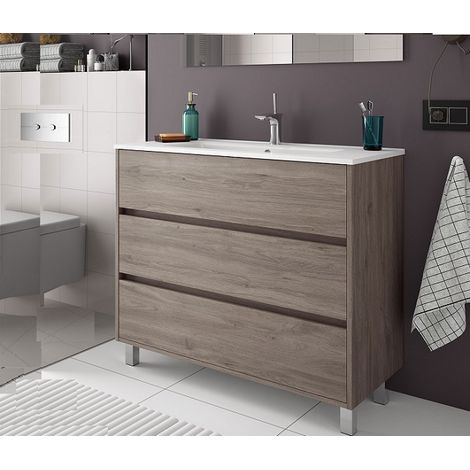 Mobile a terra Arenys cm. 100 con lavabo rovere eternity di (1/2)