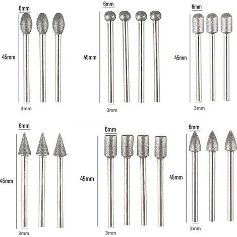 Lot de 4×20 pointes diamantées 3×6 mm – Meule à graver pour jade, pierre précieuse et gemme – Outil de polissage et sculpture fine (1/5)