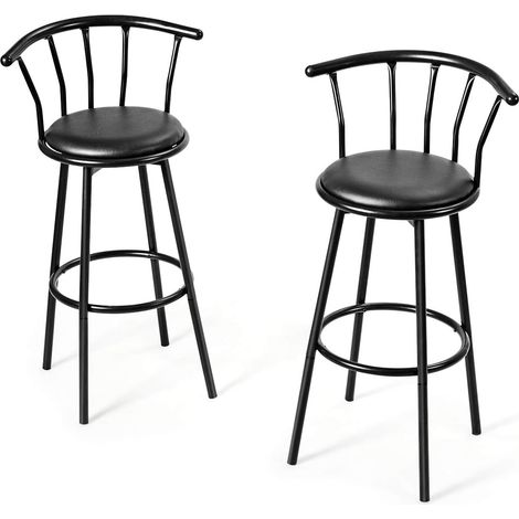 Goplus – Lot de 2 tabourets de bar pivotants avec dossier ergonomique – Assise rembourrée 3cm – Support 120kg – Design rétro-industriel (1/5)