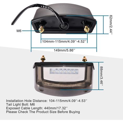 LED motorcycle rear brake light, taillight signal light, stop indicator light (smoked) suitable for scooters and all-terrain vehicles. (1/4)