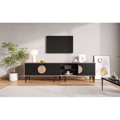 Armoire de télévision de 1803549 cm. Meuble destiné à ranger la télévision dans le salon. Armoire dotée de deux compartiments intérieurs.Conforme aux exigences pour une télévision de 80 pouces. (1/5)