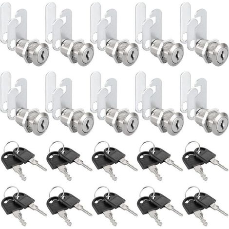Set mit 10 Briefkastenschlössern. 25-mm-Metallschloss für Schränke. Briefkastenzylinder aus Zinklegierung mit 20 Schlüsseln für Schubladen, Schränke, Kommoden und Briefkästen.