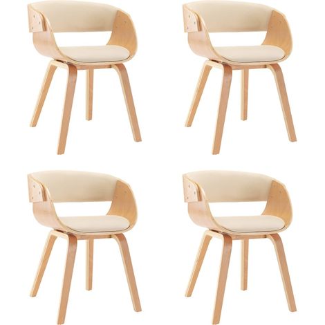 Maison Exclusive - Esszimmerstühle 4 Stk. Creme Bugholz und Kunst (1/5)
