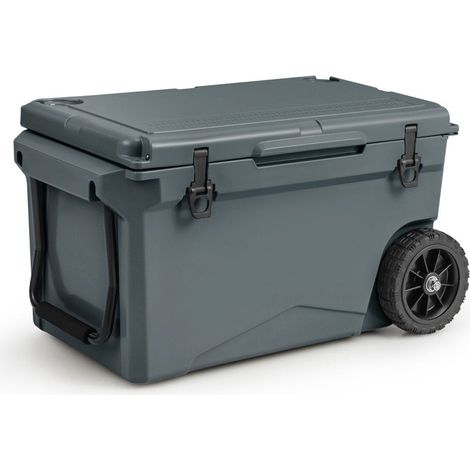 Scatola termica da 71 litri con apribottiglie, maniglia e ruote Contenitore termico portatile Contenitore termico Grigio