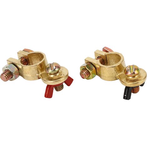 Lot de 2 bornes de batterie en laiton épais à haute conductivité pour voiture et bateau 12V 24V (1/5)