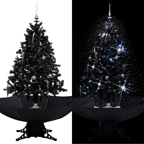 Sapin de Noël,Arbre de Noël neigeux avec base de parapluie Noir 140 cm PVC -WYW98315 (1/5)