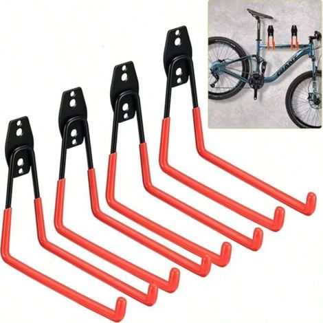 Lot de 4 crochets de garage robustes pour accrocher des outils, crochets de rangement pour garage, crochets muraux utilitaires pour organiser les outils de garage et de jardin (Orange)