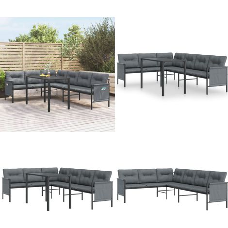 Ensemble à manger de jardin 2 pcs anthracite acier - Salon De Jardin - Mobilier De Jardin - Set De Salon De Jardin - Table De Jardin - Chaise De Jardin - Home & Living (1/5)