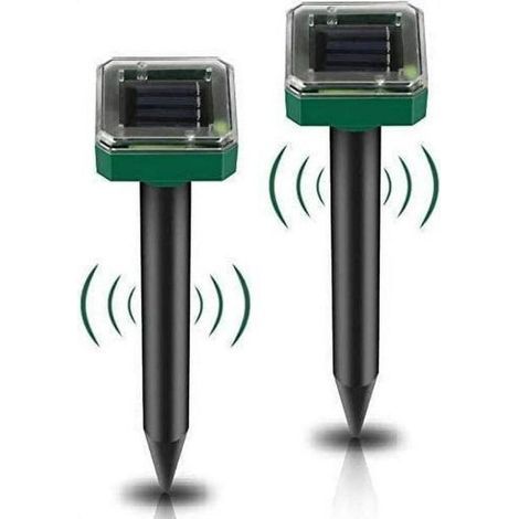 Lot de 2 répulsifs solaires à ultrasons contre les taupes, répulsifs solaires pour souris d'extérieur, répulsifs solaires pour taupes, campagnols, gau