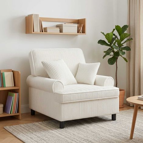 vidaXL Fauteuil XL avec coussins Crème Tissu à 1,5 lignes (1/5)