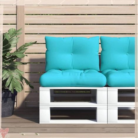 360855 Coussins de palette lot de 2 turquoise tissu Oxford (1/5)