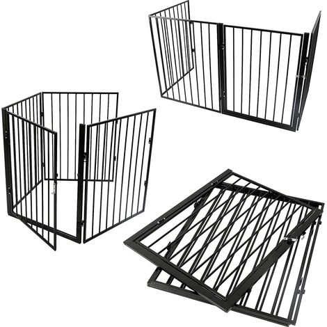 Haloyo® 4 Pannelli Preassemblato Barriera Protettiva Pieghevole per Porte o Scale,240 x 2.5 x 75cm,nero (1/5)