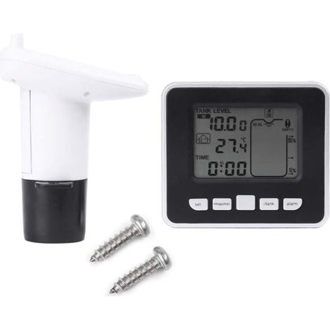 Ultrasonic Water Level Sensor Transmitter with Probe for Wells - Tank Depth Sensor with Temperature Display and 3.3 Inch LED Screen