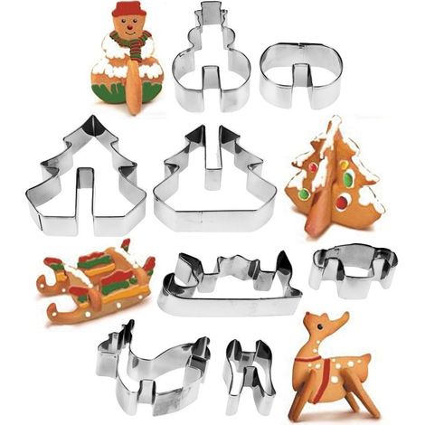 Cortadores de galletas de acero navideños 3D, 8 piezas. (1/5)