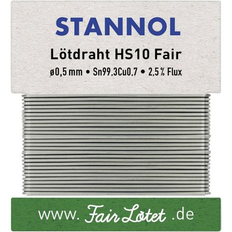 Stannol HS10Fair Lötzinn, bleifrei bleifrei Sn99,3Cu0,7 ROM1 10 g 0.5 mm