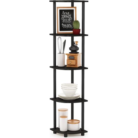 Étagère Polyvalente pour Présentoir d'Angle à 5 Niveaux, Expresso/Noir (1/5)