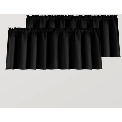2 cantonnières occultantes - Rideaux - Rideau occultant - 130 x 41 cm - Rideau avec bande à plis - Occultant - Rideaux noirs - Rideau - Rideaux occultants - Occultant - Panneaux de fenêtre (1/5)